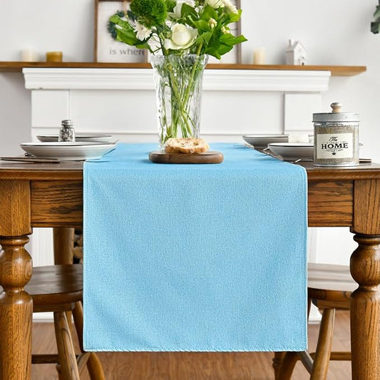 Artoid Mode Light Blue Table Runner, Seasonal Summer Washable Kitchen Dining Table Decoration for Home Party Decor 13x72 Inch