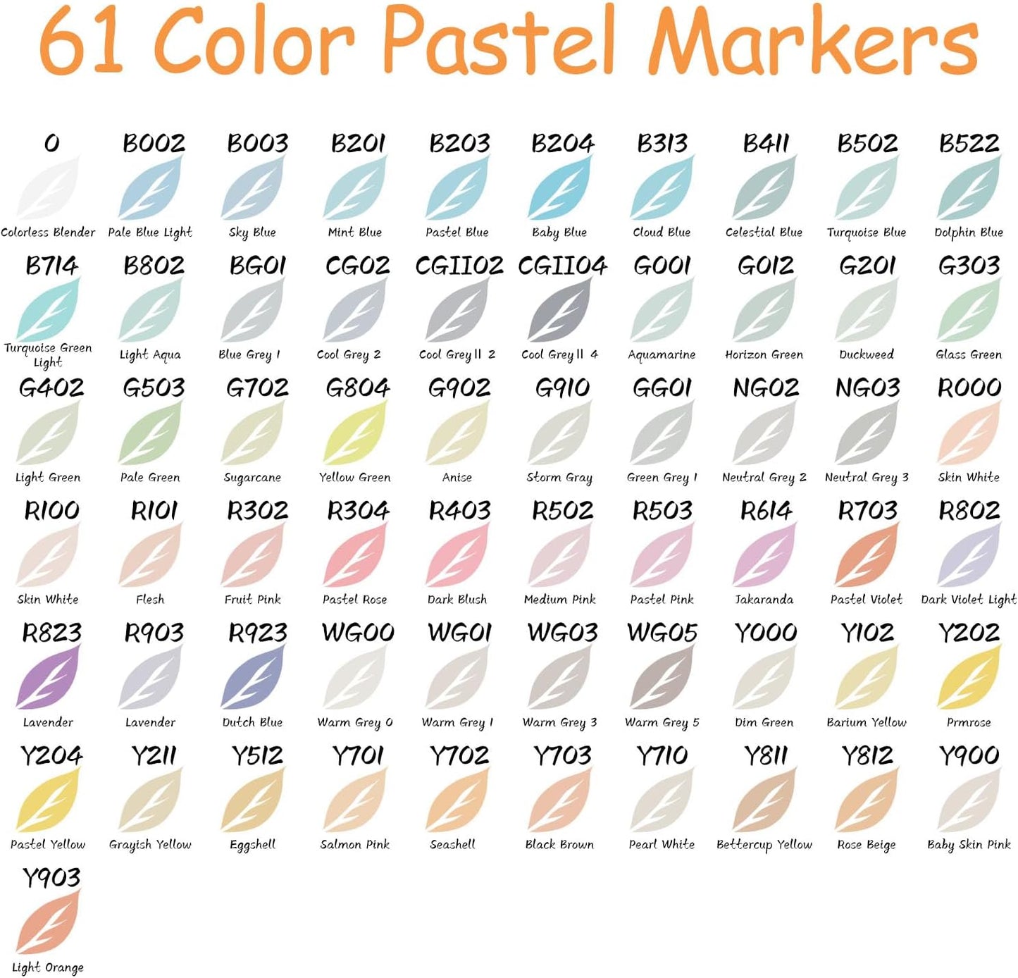 Caliart Pastel Markers Brush Tip, 61 Colors Alcohol Marker Set Dual Tip Permanent Art Pens for Adult Coloring Book, Artist Sketch Illustration Halloween Drawing Supplies Kit Gift, Brush & Chisel