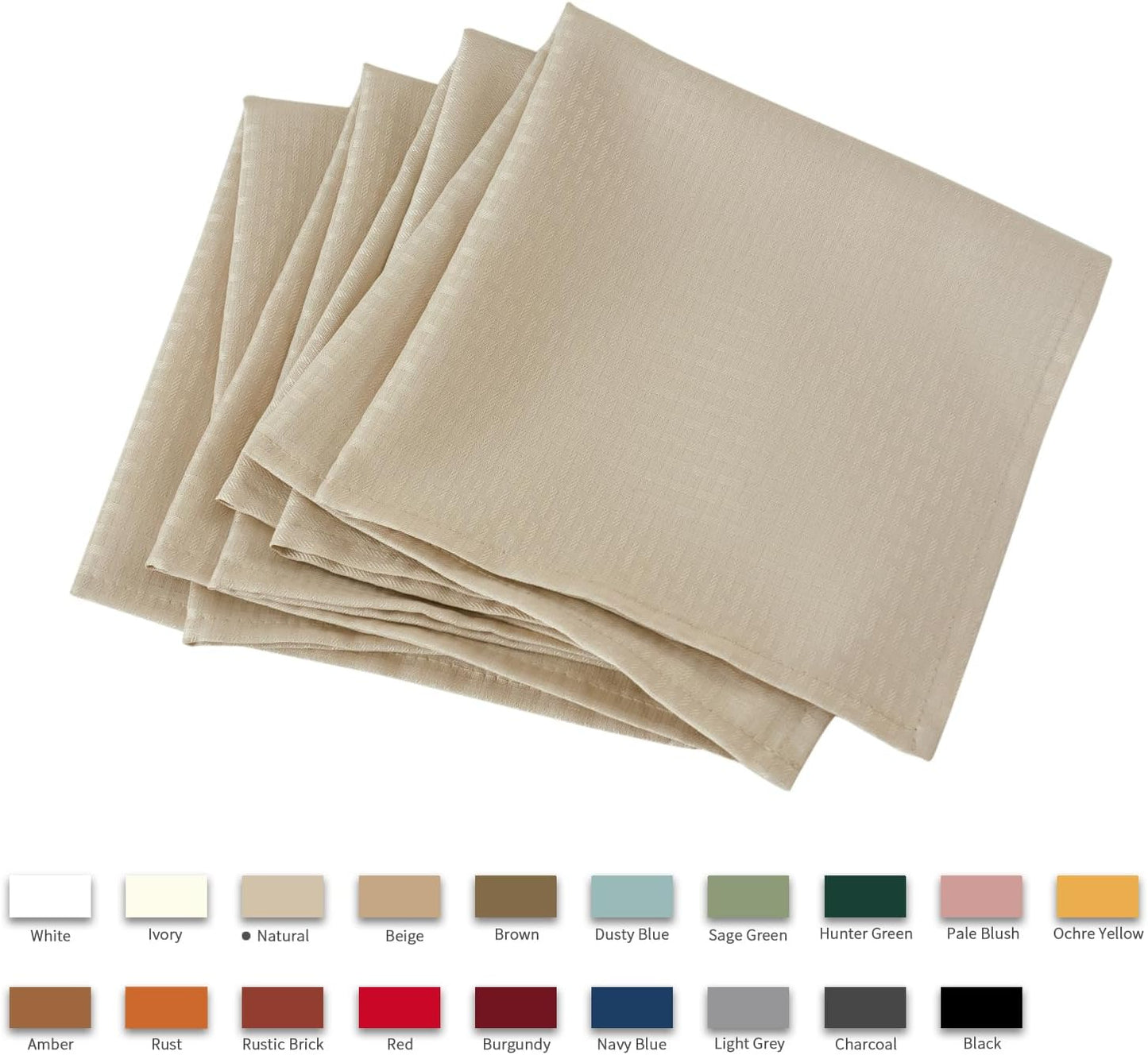 maxmill Cloth Napkins 20 x 20 Inch Weaved Texture Pattern Soft Comfortable and Luxury Serviette for Restaurant Family Dinners Weddings Parties and Banquets Set of 4 Pieces, Natural