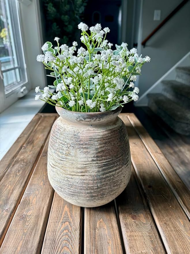 DEEMEI 6 PCS Babys Breath Artificial Flowers Fake Babys Breath Flowers Artificial Bulk White Gypsophila Bouquets Real Touch Faux Flowers for Wedding Floral Arrangement Party Home Decoration