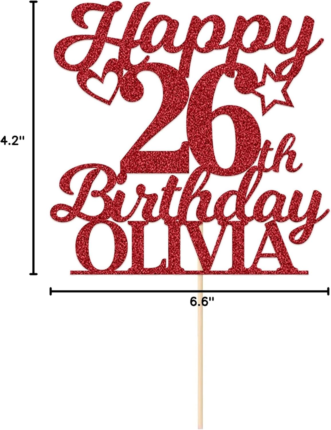 Personalized Happy Birthday Cake Toppers Birthday Cake Topper Gifts for Women Men Custom Glitter Cake Toppers with Any Name & Age for 18th 21st 30th 40th 50th 60th Cake Decorations (Red)