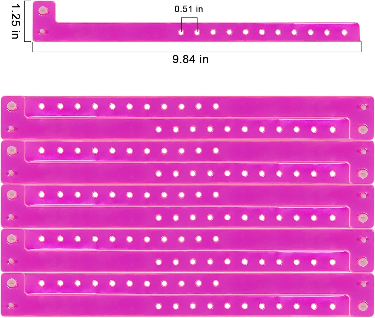 Pink Plastic Wristbands-500 Pack Colored Identification Wristbands for Events, Waterproof Lightweight Security Vinyl Wristbands for Party Concert Club Festival Entrance Admission