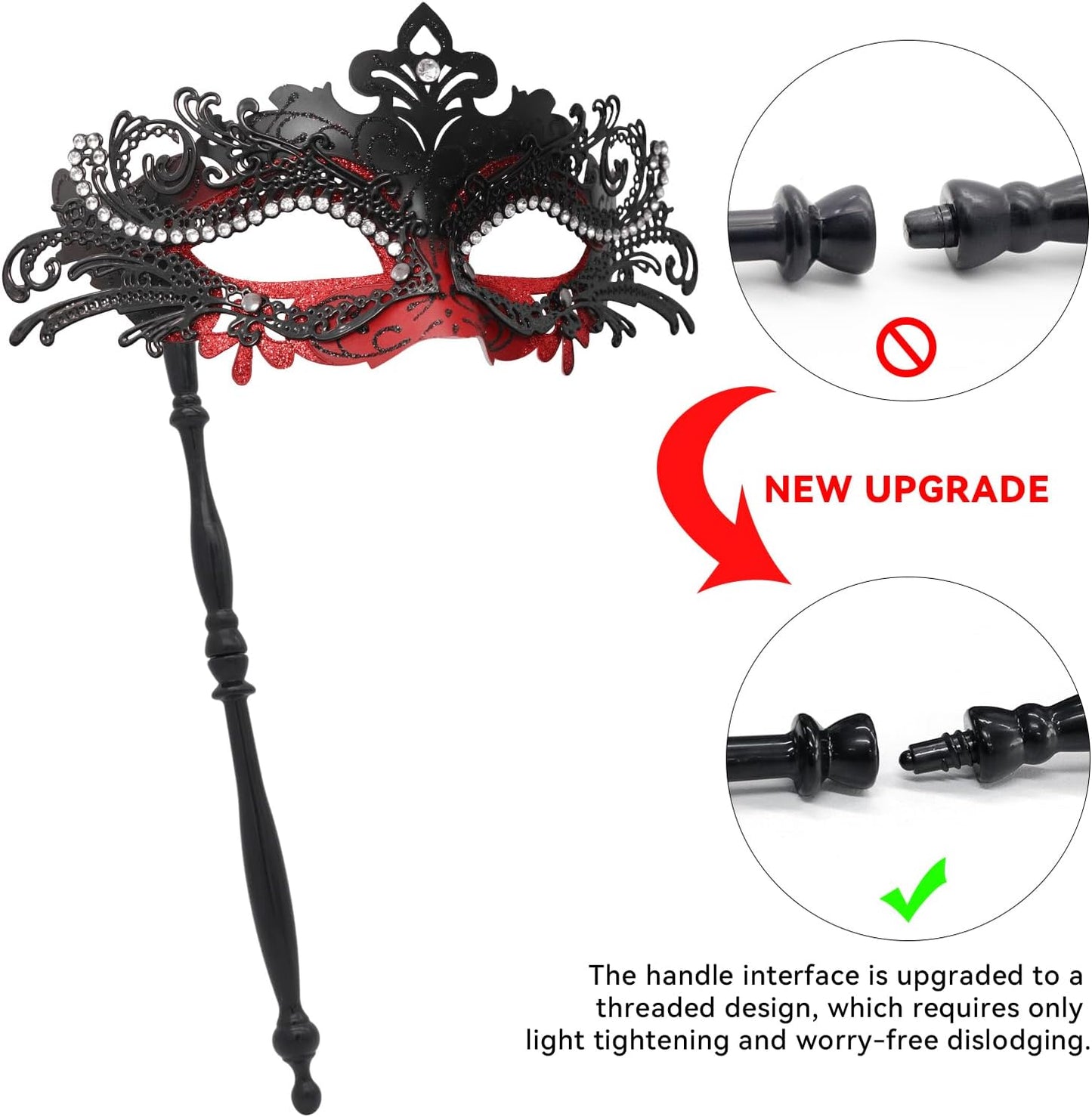 Coddsmz Masquerade Mask with Stick Venetian Mask Mardi Gras Decorations for Womens Halloween Costume Mask