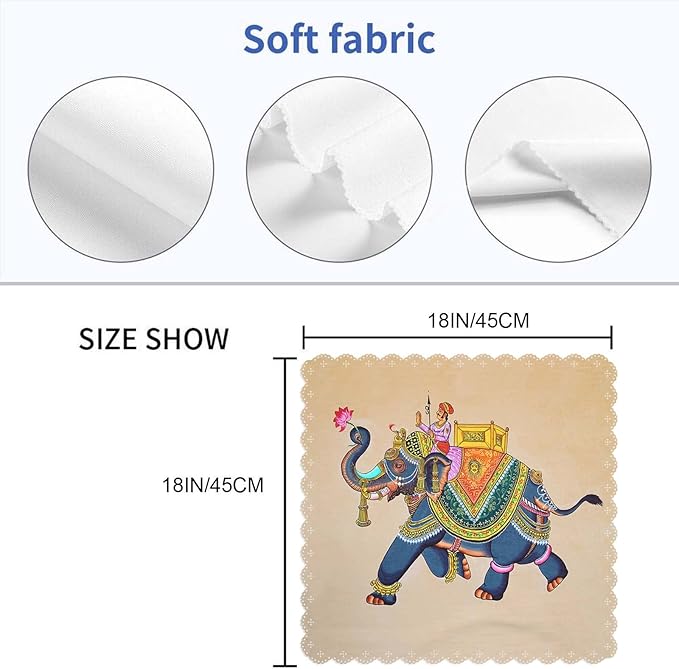 Yibeas Elephant with Jockey Cloth Napkins Dinner Table Napkins Traditional Indian Rajasthani Wall Painting Washable Reusable Napkins Set of 4 Home Holiday Party Wedding 18 x 18 inch
