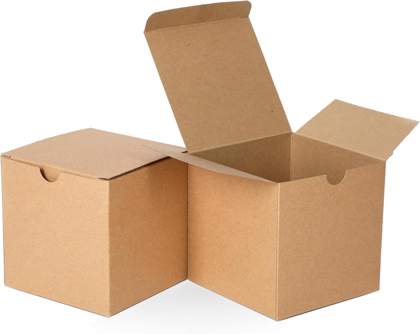 SHIPKEY 10 Pcs Kraft Gift Boxes | 3x3x3 Inches Square Boxes with Lids | Small Gift Boxes for Party, Wedding, Christmas, Holidays, Birthdays and All Other Occasions (8x8x8 cm)