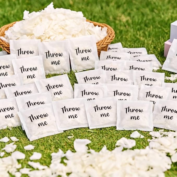 Dried Hydrangea Flower Petals Toss Packs - 4000+ Real Creamy White Flower Petals, 110 Throw Me Packs Wedding Confetti for Wedding Ideas, Valentines Day & Romantic Night Decor