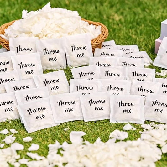 Dried Hydrangea Flower Petals Toss Packs - 4000+ Real Creamy White Flower Petals, 110 Throw Me Packs Wedding Confetti for Wedding Ideas, Valentines Day & Romantic Night Decor