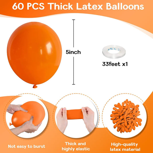 Orange Balloons Small Orange Party Latex Balloon 60pcs 5 Inch Matte Burnt Orange Mini Round Helium Balloons for Halloween Fall Anniversary Autumn Thanksgiving Birthday Wedding Party Decor