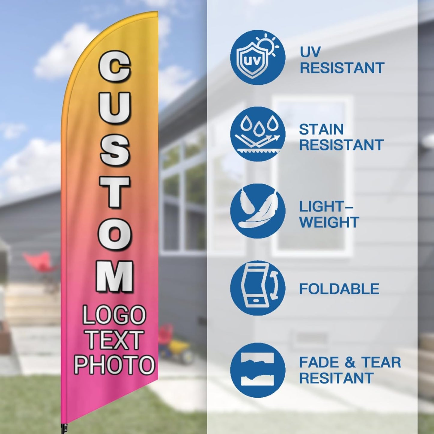 Custom Advertising Feather Flags for Outside Business 4 Sizes Personalized Advertising Flags Custom Logo Flag