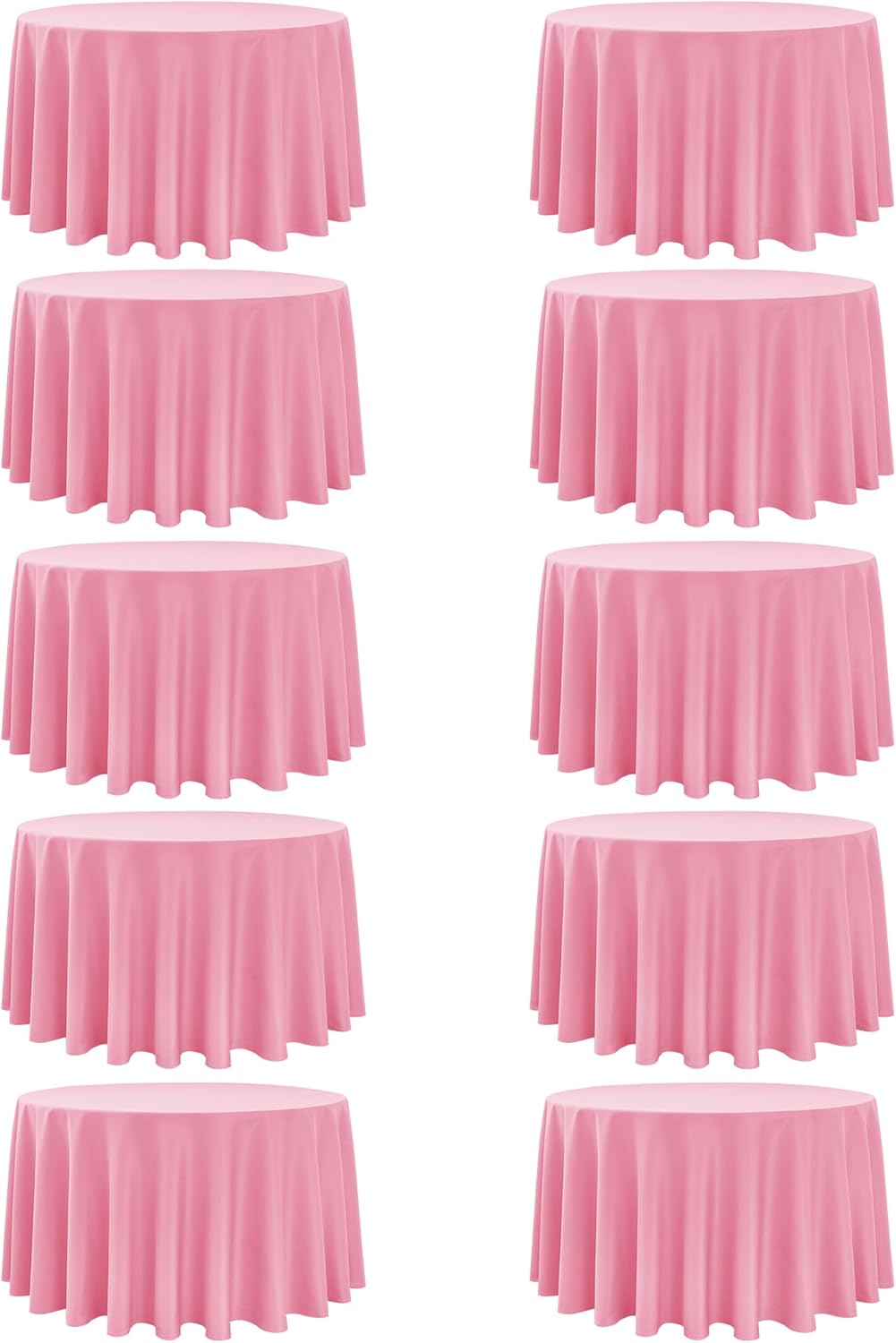 10-Pack Pink Round Tablecloths, 108 Inches, Stain-Resistant Polyester for 4-5 Ft Round Tables - Washable Table Covers for Weddings, Banquets, Birthday Parties, Events