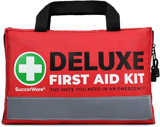 380 Pieces Deluxe First Aid Kit Compact Trauma Medical Kits with Assorted Bandages, Instant Cold Pack, Emergency Blanket for Home, Travel, Camping, Vehicle, Emergency Kits(Red)