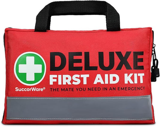 380 Pieces Deluxe First Aid Kit Compact Trauma Medical Kits with Assorted Bandages, Instant Cold Pack, Emergency Blanket for Home, Travel, Camping, Vehicle, Emergency Kits(Red)