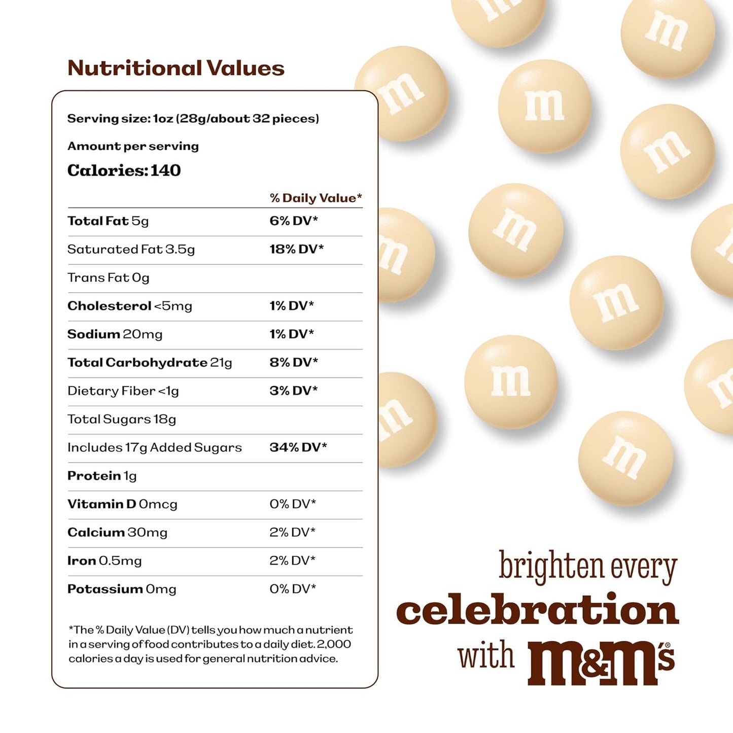 M&M’S WORLD Cream Milk Chocolate Candy - 5lbs of Chocolate Candy Bulk in a Resealable Pack, For Weddings, Graduations, Birthday Party Favors, Desserts & More