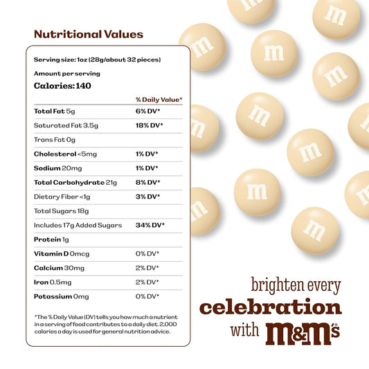 M&M’S WORLD Cream Milk Chocolate Candy - 5lbs of Chocolate Candy Bulk in a Resealable Pack, For Weddings, Graduations, Birthday Party Favors, Desserts & More