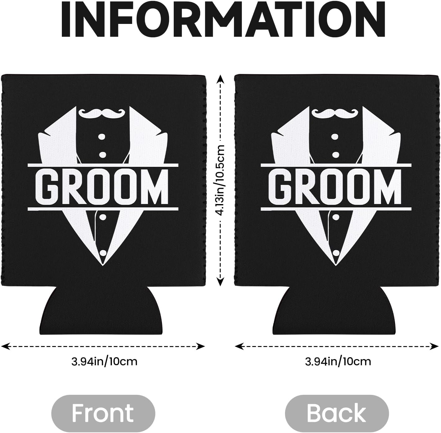 12 Pack Bachelor Party Can Coolers with Groom Squad Design, Insulated Neoprene Beer Sleeves for Men, Black & White Reusable Drink Holders Groomsmen Gifts