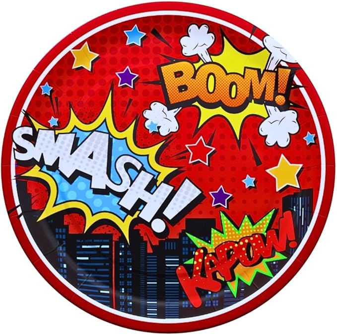 Blue Orchards Superhero Plates and Napkins (52 Pieces for 16 Guests) - Decorations, Super Hero Birthday for Boys, Plates and Napkins Supplies