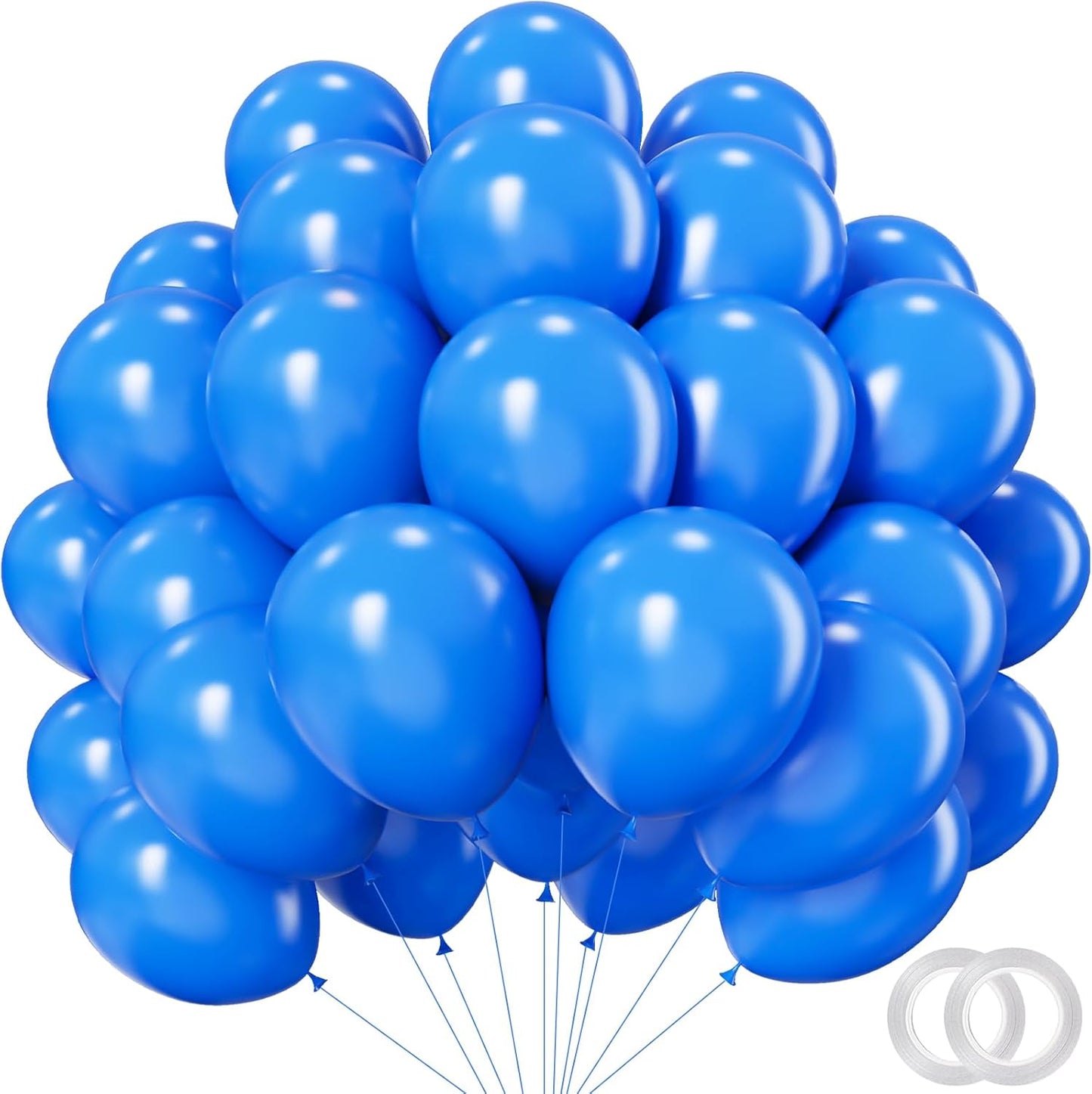 Sky Blue Balloons - 12 inch 100pcs Latex - Round Blue Birthday Balloons with 2 Ribbons for Birthday Party, Wedding, Anniversary, Baby Shower Decorations