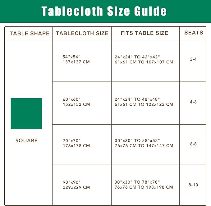 Biscaynebay Fabric Square Tablecloths 70x70 Inches, White Water Resistant Card Table Cloth Folding Table Cover for Dining, Kitchen, Wedding and Parties etc. Machine Washable