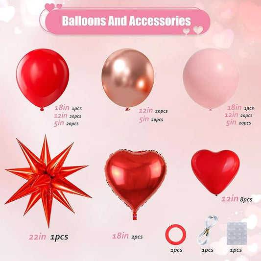 KARLURE Pink Red Balloon Garland Arch Kit with Heart Balloons for Mother Day Decorations Baby Shower Bridal Shower Wedding Proposal Party Birthday Party Galentines Party Special Night Decorations