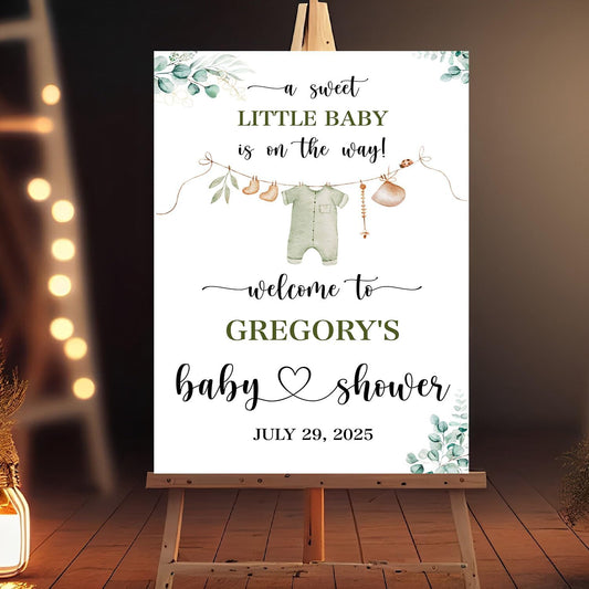 Personalized Clothes Baby Shower Welcome Sign, Baby Boy Signs For Baby Shower, Safari Green Floral Baby Shower Welcome, Baby Boy Sign For Baby Shower For Out Door, Welcome Home Baby Boy Yard Sign