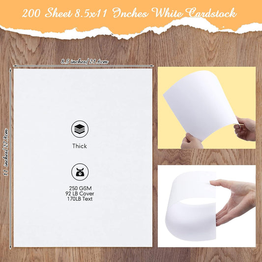 Fainne 200 Sheets 8.5 x 11 Inches Card stock Thick Paper Heavyweight Card Stock Printer Paper 250 GSM 92 lb Cover 170 lb Text for Invitations Menus Crafts DIY Projects(White)