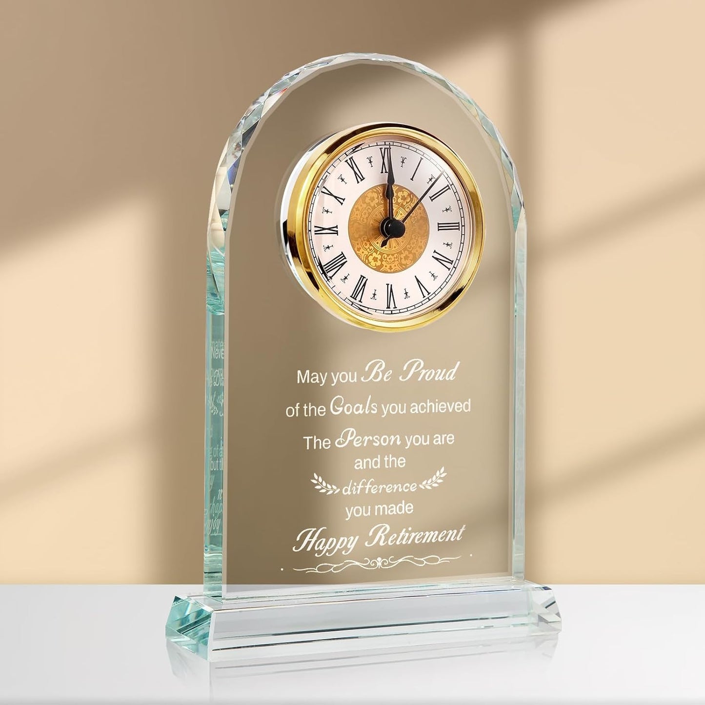 Retirement Gifts for Men/Woman - Premium Glass Retirement Clock, 2025 Happy Retirement Engraved Inspirational Gift for Retired Friends, Coworker, Boss, Leader, Employee Farewell Present (H R)