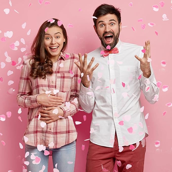 Gender Reveal Confetti Balloon Salute Gun, He or She (Set of 10) Baby Boy or Girl Party Supplies Decoration (10 Pink)