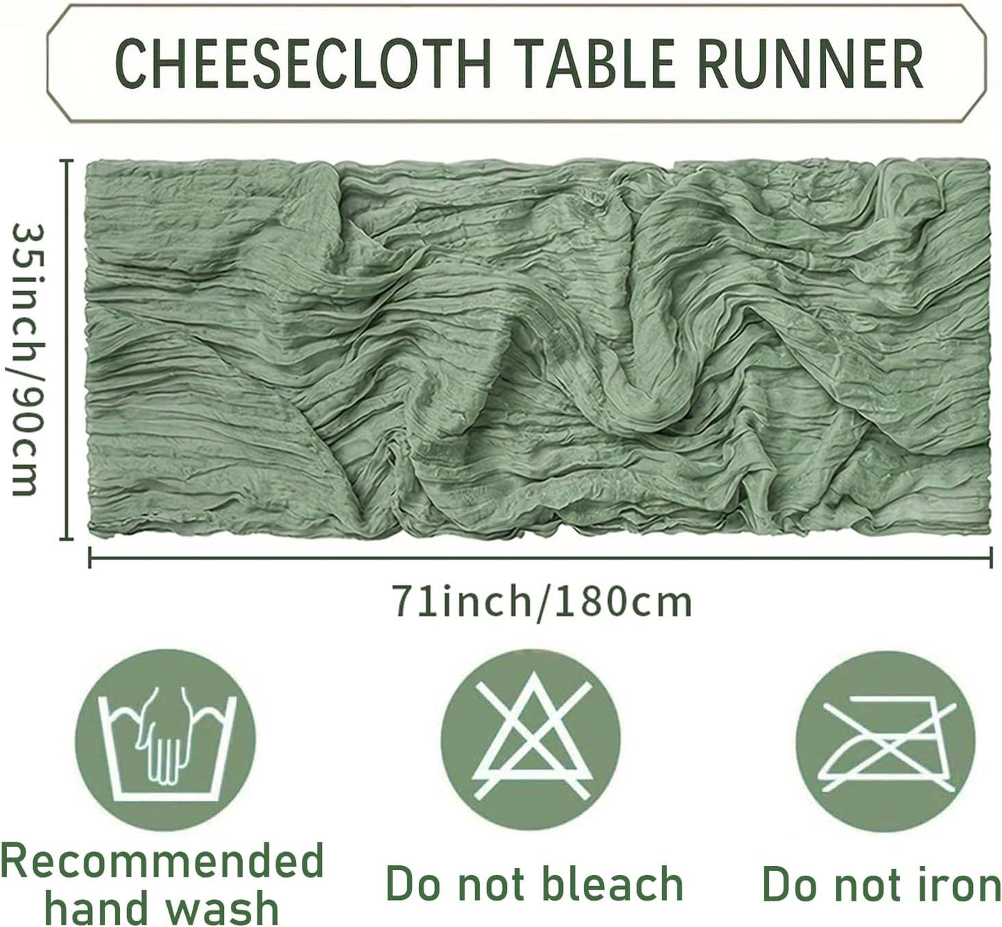 Sage Green Cheesecloth Table Runner 20 Pack – 35 x 71 Inch Boho Gauze Table Runners for Rustic Wedding Arch Decor, Bridal Shower, Baby Shower, Banquets, Farmhouse Party Decorations