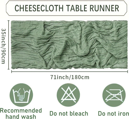 Sage Green Cheesecloth Table Runner 20 Pack – 35 x 71 Inch Boho Gauze Table Runners for Rustic Wedding Arch Decor, Bridal Shower, Baby Shower, Banquets, Farmhouse Party Decorations