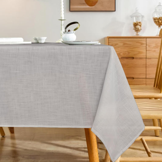 Linen Textured Rectangle Tablecloth, Slubby Lightweight Table Cloth 60 x 102 Inch, Water Resistant Stain Resistant Farmhouse Burlap Table Cover for Kitchen Dining Room