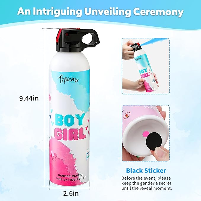 Gender Reveal Fire Extinguisher Set for Newborn Baby, 4Pcs Blue Smoke Bombs, 100% Biodegradable Confetti Cannon for Baby Reveal Party Supplies
