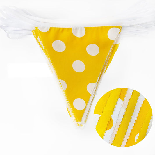 32Ft Yellow Party Decorations Yellow Fabric Polka Dot Pennant Triangle Banner Party Flag Bunting Streamer Garland for Birthday Sunshine Sunflower Baby Shower Lemon Home Outdoor Garden Decor Supplies