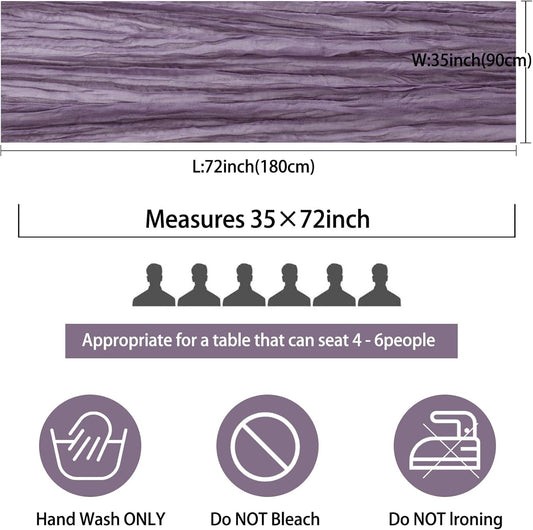 Fivenl 12 Pack Grape Cheesecloth Boho Gauze Table Runner 35x72 Inch Rustic Elegant Long Table Runner Wedding Bridal Shower Birthday Party Table Decor