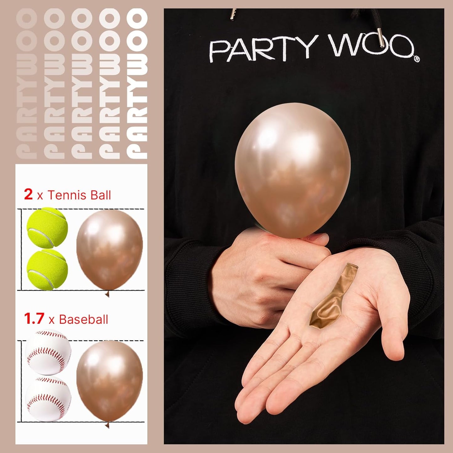 PartyWoo Metallic Rose Gold Balloons, 50 pcs 5 Inch Champagne Gold Metallic Balloons, Champagne Gold Balloons for Balloon Garland Balloon Arch as Birthday Party Decorations, Champagne Gold-G112