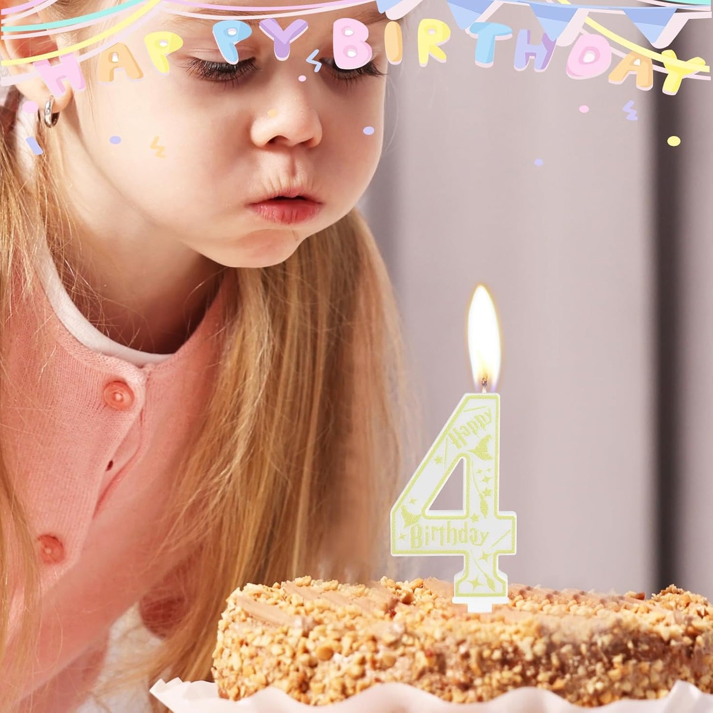 Magical Wizard Party Birthday Candles Number 4 Candle Cake Topper Wizard School Themed Happy 4th Birthday Cake Decorations for Boys Girls Kids Party Favors Supplies Decorations