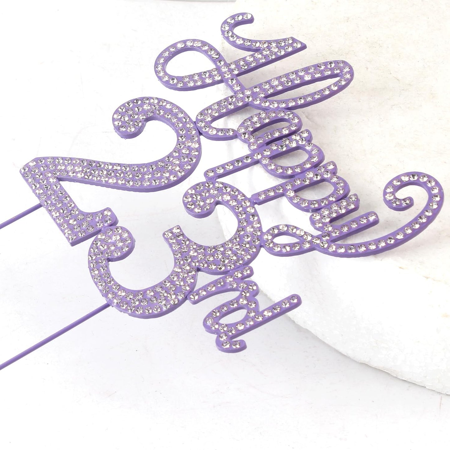 LASKYER Happy 23rd Birthday Decorations,23rd Birthday Purple Rhinestone Cake Topper - Cheers to 23 Years Old Bday Party Metal Sparkly Cake Centerpieces Sign.