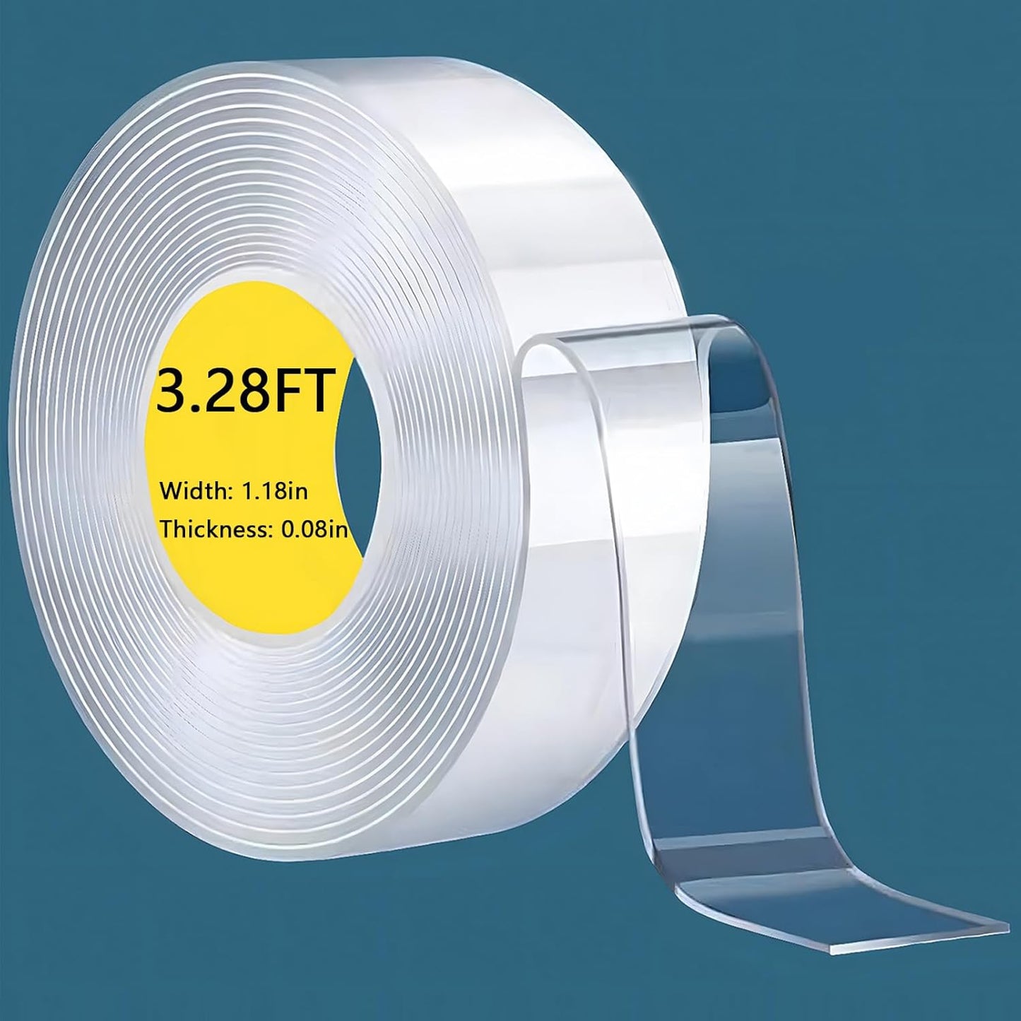 LMJIA Heavy Duty Two-Sided Tape, Clear Reusable Mounting Tape, Width: 1.18in, Thickness: 0.08in, 3.28FT