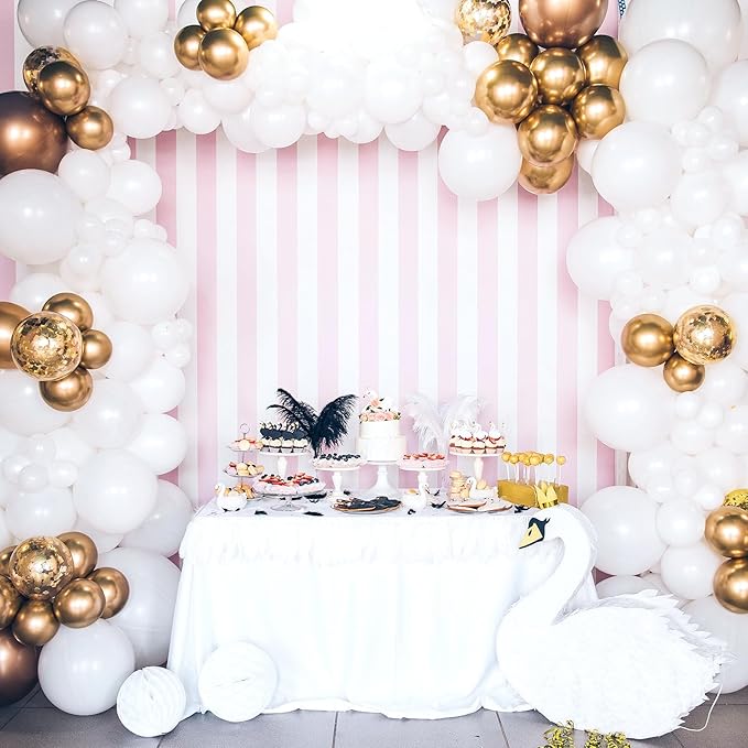 RUBFAC 120pcs Balloons for Birthday Baby Shower Graduation Anniversary Wedding Party Supplies Garland Arch Decoration,5 Inches,White