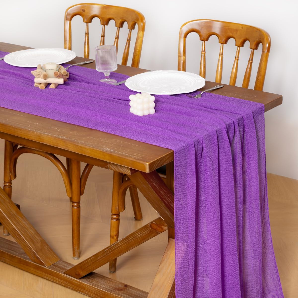 Socomi Purple Fall Thanksgiving Cheesecloth Table Runner Gauze 120 Inch Rustic Boho Cheese Cloth Runner for Wedding Party Baby Bridal Shower Centerpiece Decoration Holiday Home Decorations