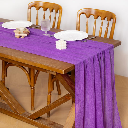 Socomi Purple Fall Thanksgiving Cheesecloth Table Runner Gauze 120 Inch Rustic Boho Cheese Cloth Runner for Wedding Party Baby Bridal Shower Centerpiece Decoration Holiday Home Decorations