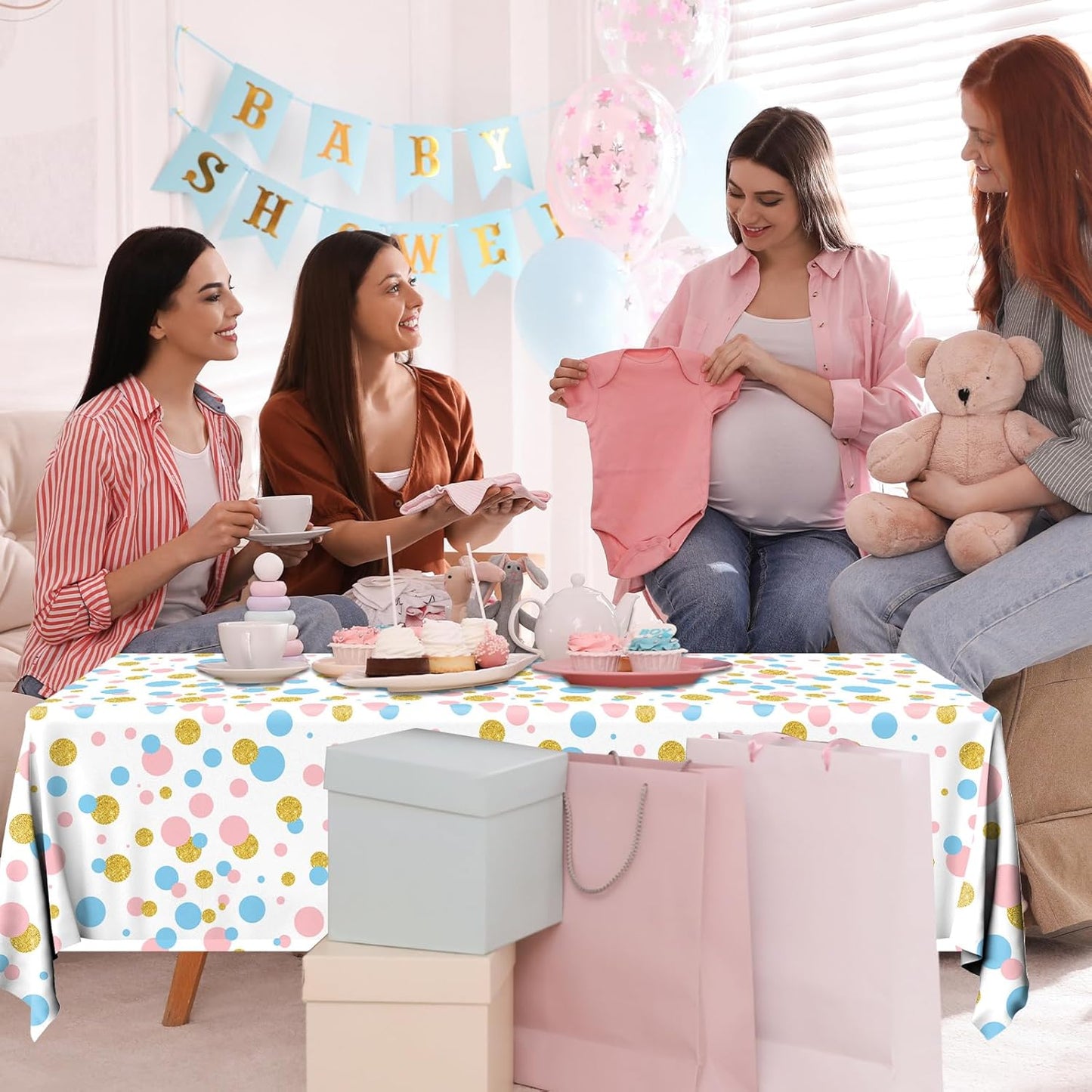 Gender Reveal Decorations Disposable Tablecloth, 3Pcs Gender Reveal Table Cloths Baby Shower Table Cover for Boy or Girl Gender Reveal Party Decorations Supplies