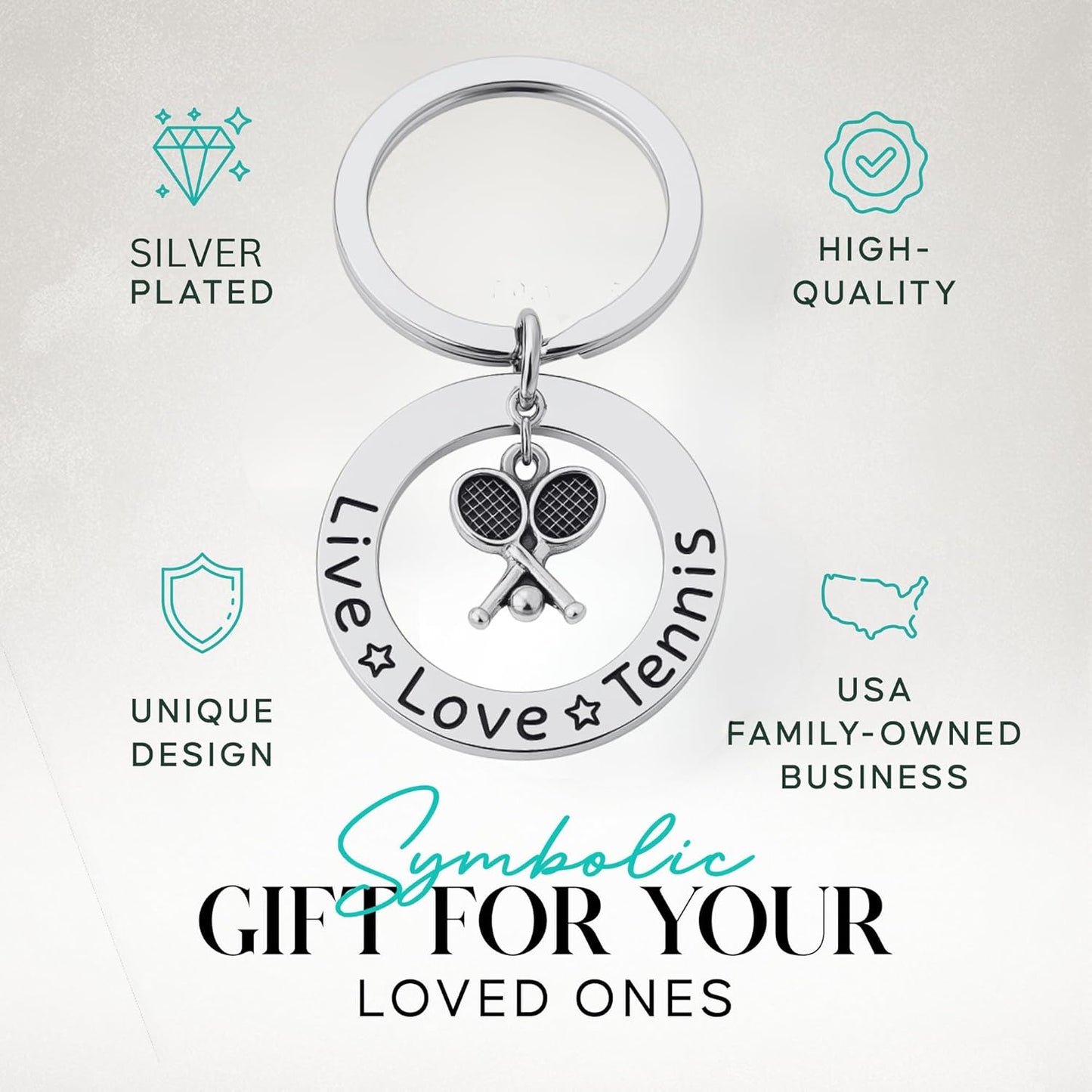 Infinity Collection Tennis Keychain, Live Love Tennis Jewelry- Girls Tennis Racket Keychain, Tennis Themed Gifts for Tennis Players, Tennis Coaches & Tennis Teams