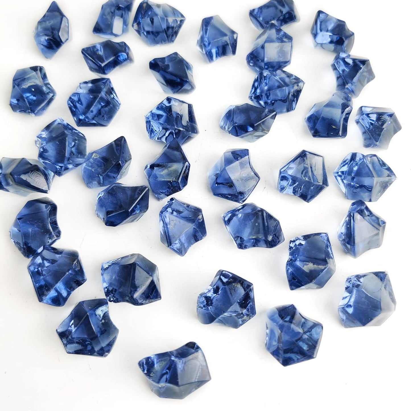 HappyFiller Fall Decoration Grey Blue Fake Crystal Dazzlers Acrylic Ice Rocks 160 PCS Faux Cubes Stones for Vase Fillers,Wedding Centerpieces,Party Decor,Table Scatter,Home Accents,14 OZ