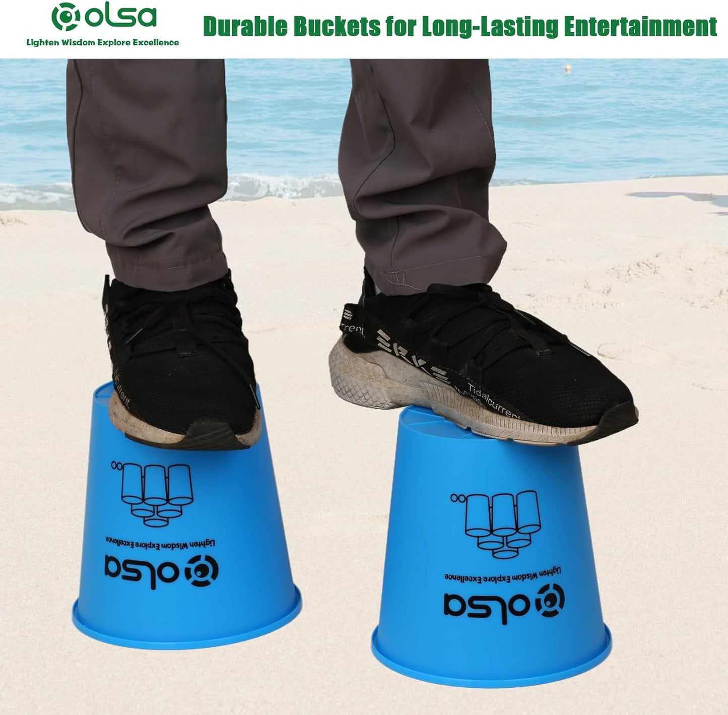 Olsa Giant Yard Pong Backyard Games, Outdoor Games for Adults, Giant Lawn Game with 12 Buckets, Balls, Carrying Bag-Party Game for Beach Camping Outdoor Party(Blue)
