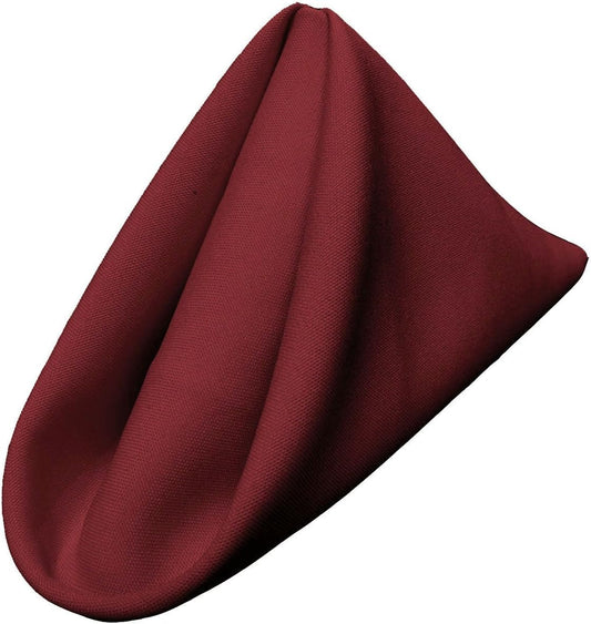 LA Linen 10-Pack Poly Poplin Napkin, Soft Cloth Napkins, Washable Reusable Napkins, Stain and Wrinkle Resistance Table Napkins for Dinner, Wedding, Parties, 17 by 17-Inch, Burgundy