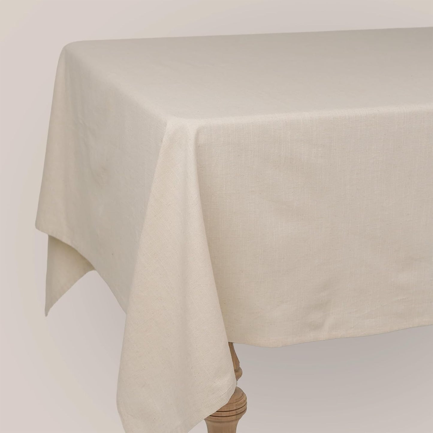 60x90 in Cotton Tablecloth – Large Rectangular Dining Table Cover for Kitchen, Weddings, Parties, Indoor or Outdoor Picnic and Everyday Décor – Neutral (White)