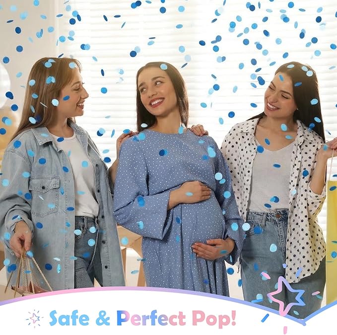 Gender Reveal Confetti Cannon - Biodegradable Confetti Poppers - Pink & Blue, 2 Pack - Party Supplies Pop Gun-Cannon for Boy or Girl Baby Reveal Party Supplies (1Pink +1Blue)