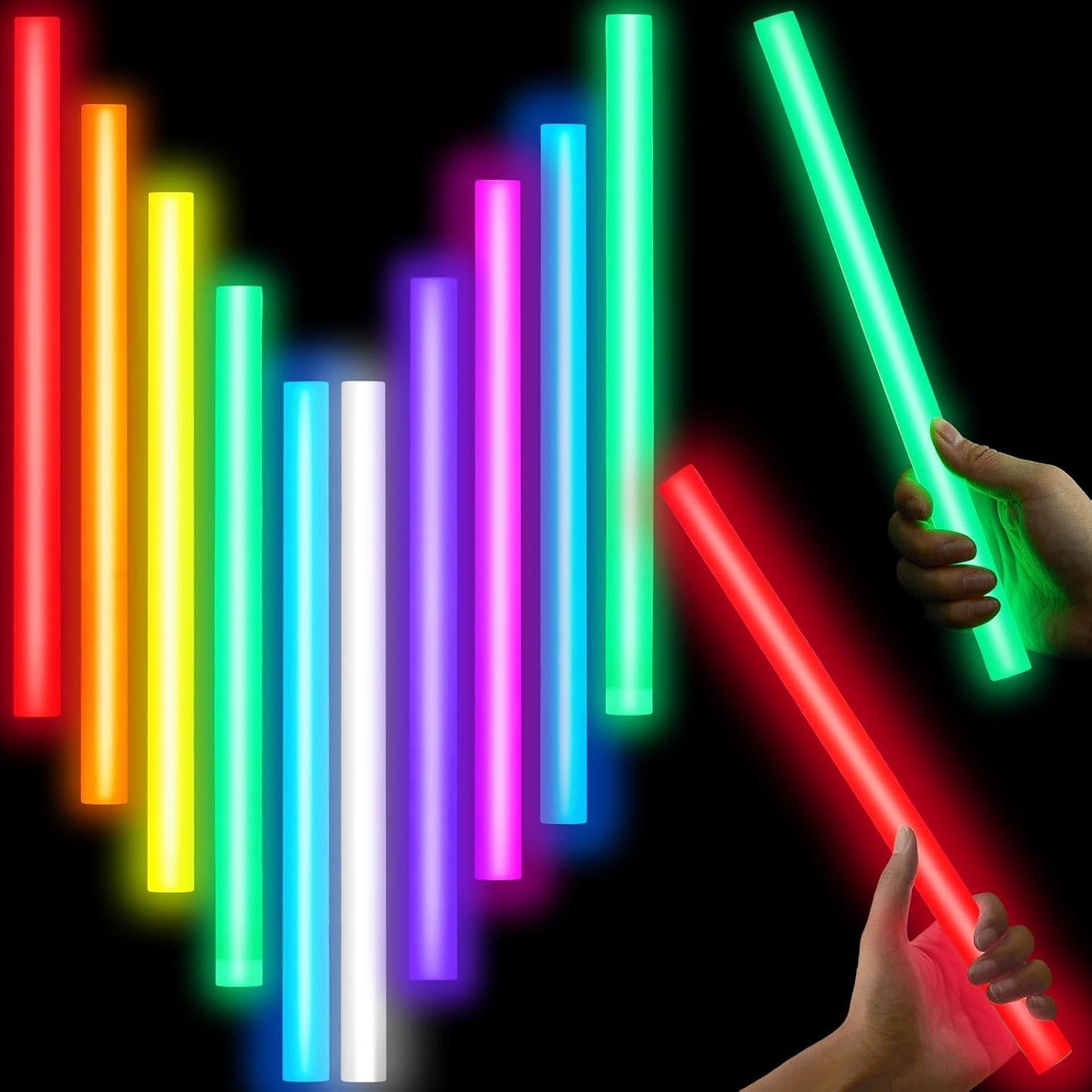 Lewtemi 10 Pcs Large Glow Sticks Big Giant Jumbo Halloween Christmas Emergency Light Stick for Camping Accessories, Survival Kit