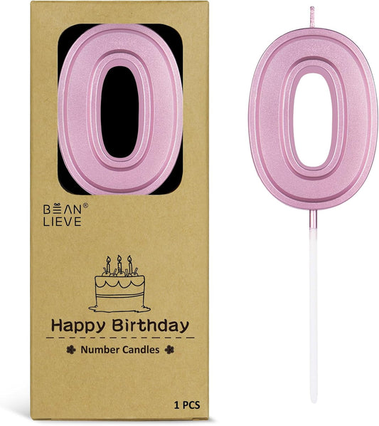 BEAN LIEVE Rose Gold Birthday Candles Number 0, Rose Gold Number Candles, Cake Number Candles for Birthday Parties and Wedding Anniversary Celebrations