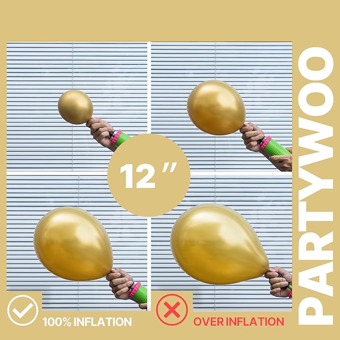 PartyWoo Black and Gold Balloons 65pcs 12 Inch Matte Black White Metallic Chrome Gold Confetti Balloons for Graduation Baby Shower Birthday New Year's Eve Anniversary Bachelorette Party Decorations